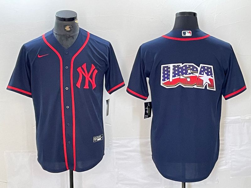 Men New York Yankees Blank Blue Third generation joint name Nike 2024 MLB Jersey style 13